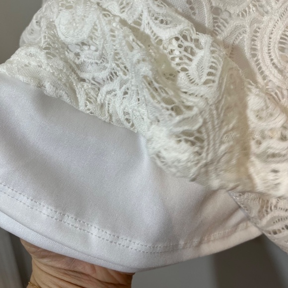 Adrianna Papell Top Women L White Pullover Lace Feminine Dainty Boho Western 80s - Picture 4 of 11